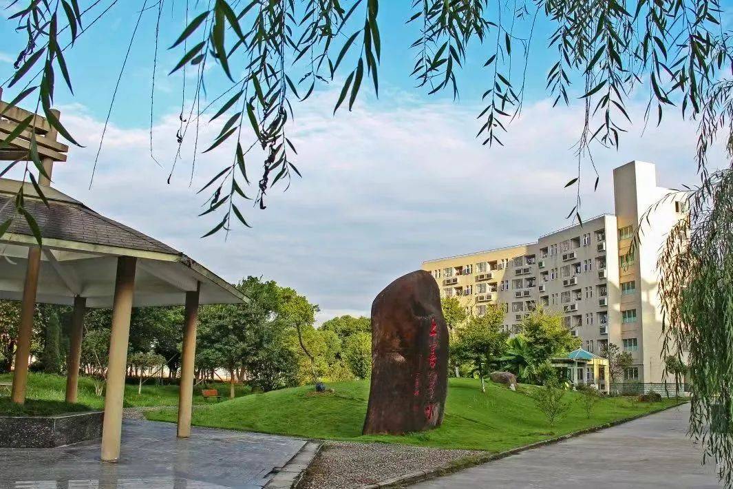 苍南中学校园绿地、亭廊与校舍